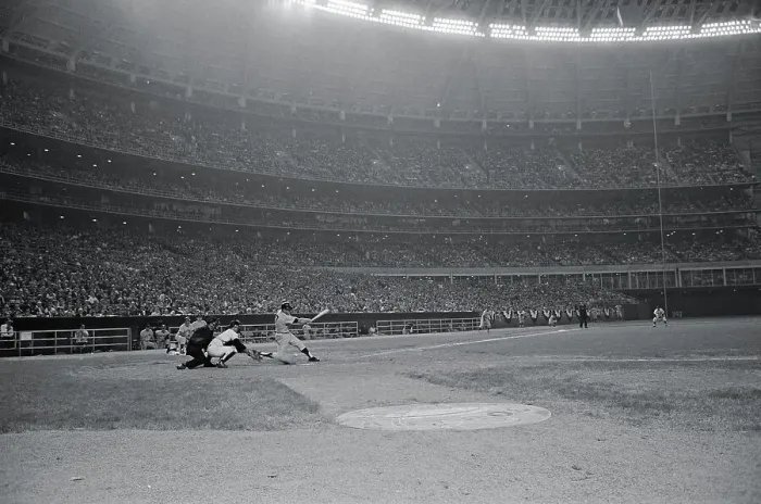 Framed Print : Distant View of Mickey Mantle in Large Astrodome Arena During Game Framed Print : Distant View of Mickey Mantle in Large Astrodome Arena During Game