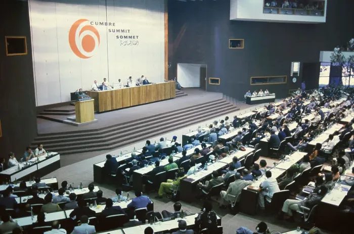 Framed Print : Distant View of Summit Session With Fidel Castro at Podium Framed Print : Distant View of Summit Session With Fidel Castro at Podium