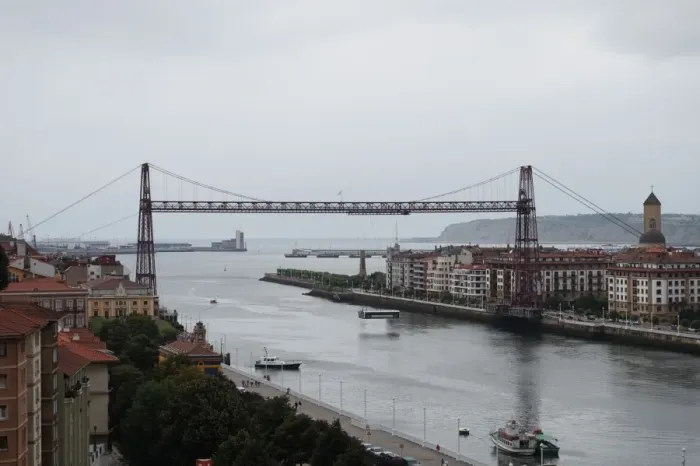 Framed Print : Distant view on the Vizcaya Bridge, Portugalete, Spain Framed Print : Distant view on the Vizcaya Bridge, Portugalete, Spain