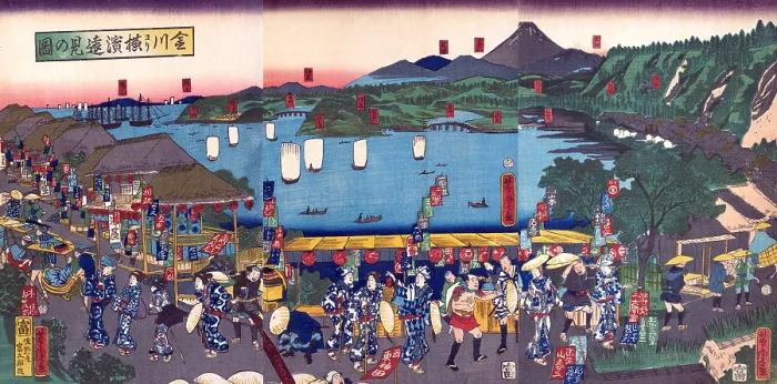 Framed Print : Distant View of Yokohama from Kanagawa