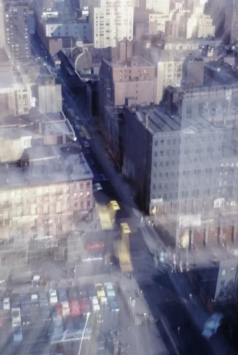 Framed Print : Distorted and Tinted Image of Midtown Manhattan Street in the 1960's Framed Print : Distorted and Tinted Image of Midtown Manhattan Street in the 1960's