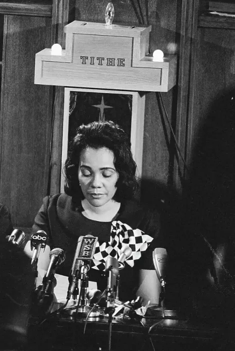 Framed Print : Distraught Coretta Scott King Pausing at Microphones Framed Print : Distraught Coretta Scott King Pausing at Microphones