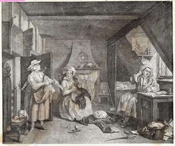 Framed Print : The Distressed Poet by William Hogarth Framed Print : The Distressed Poet by William Hogarth