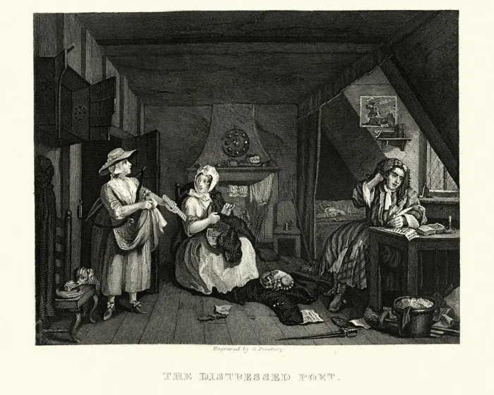 Framed Print : The Distrest Poet by William Hogarth Framed Print : The Distrest Poet by William Hogarth