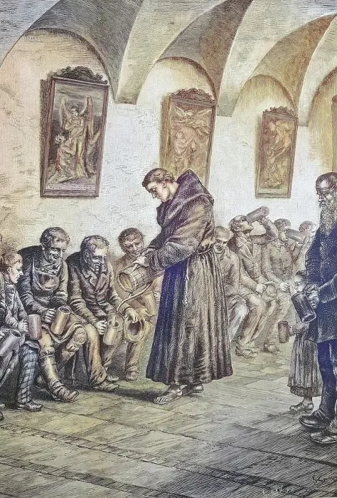 Framed Print : Distribution of beer in the Franciscan monastery in Munich, Germany, Historical, digitally restored reproduction from a 19th century original Framed Print : Distribution of beer in the Franciscan monastery in Munich, Germany, Historical, digitally restored reproduction from a 19th century original