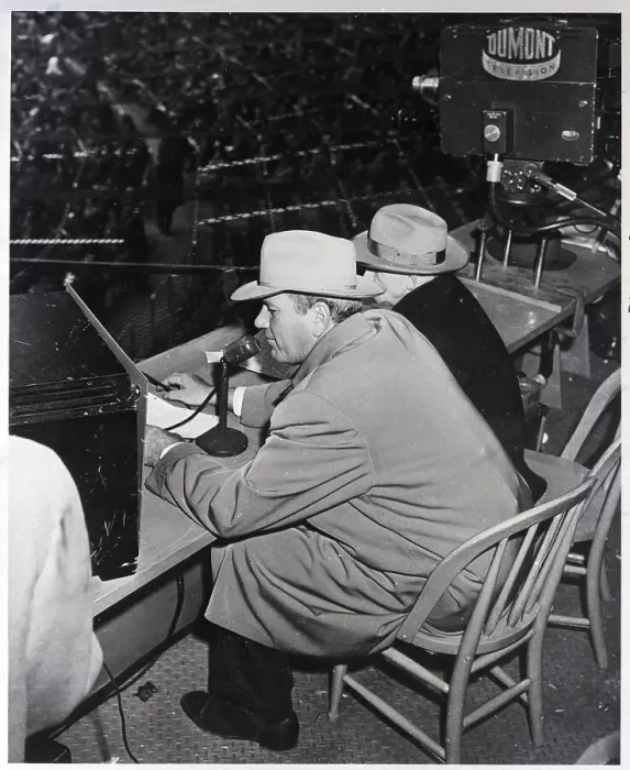 Framed Print : Dizzy Dean As Broadcaster In Press Box