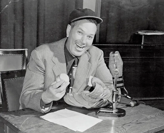 Framed Print : Dizzy Dean Holding Baseball in Press Box Framed Print : Dizzy Dean Holding Baseball in Press Box