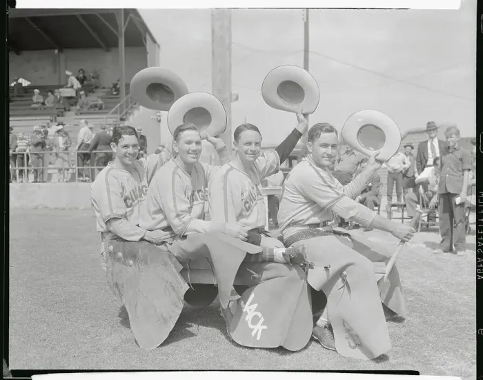 Framed Print : Dizzy Dean and Players Posing as Cowboy's Framed Print : Dizzy Dean and Players Posing as Cowboy's