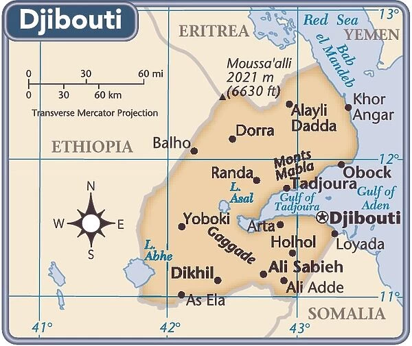 Djibouti country map