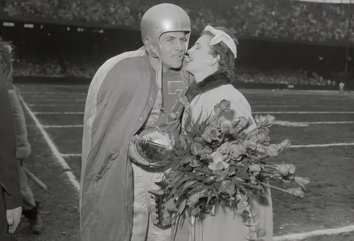 Framed Print : Doak Walker Being Kissed by His Wife Framed Print : Doak Walker Being Kissed by His Wife