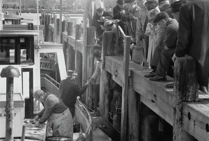 Framed Print : Dockside Purchasing, Sheepshead Bay