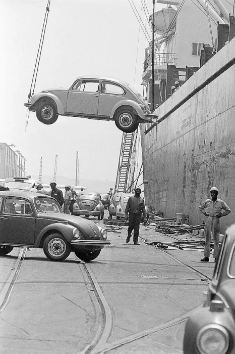 Framed Print : Dockworkers Unload Volkswagen Framed Print : Dockworkers Unload Volkswagen