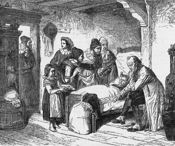 Framed Print : Doctor At The Bedside Of Sick Child Framed Print : Doctor At The Bedside Of Sick Child