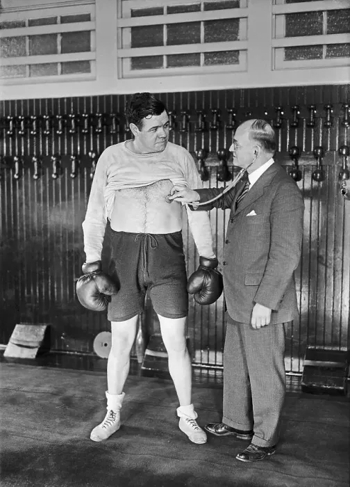 Framed Print : Doctor Checking Babe Ruth's Breathing Framed Print : Doctor Checking Babe Ruth's Breathing
