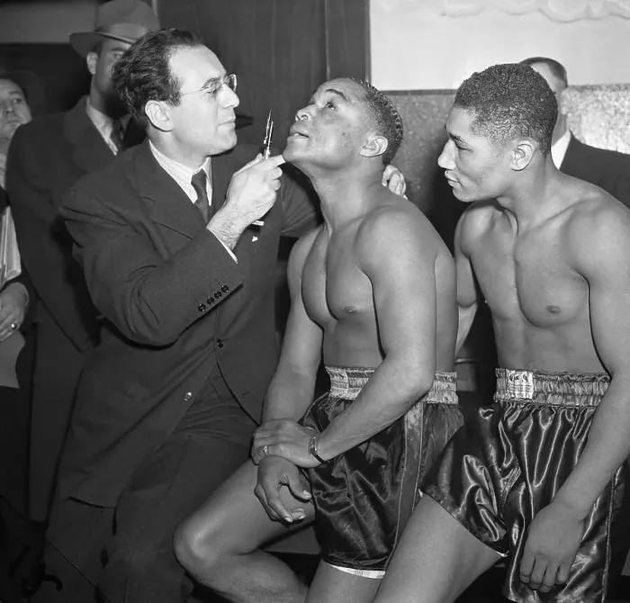 Framed Print : Doctor Checks Henry Armstrong'S Eye Framed Print : Doctor Checks Henry Armstrong'S Eye