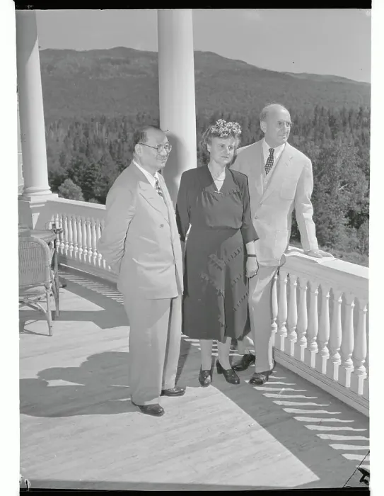 Framed Print : Doctor and Couple Standing on Veranda