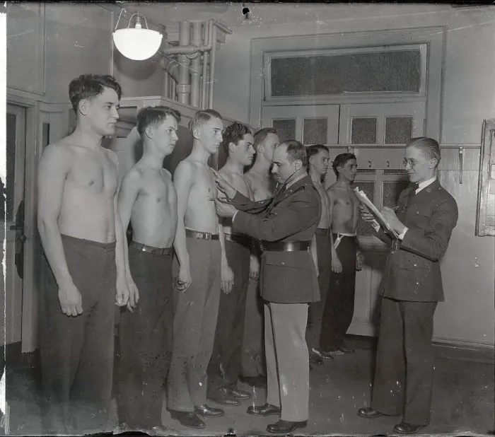 Framed Print : Doctor Examining West Point Candidates Framed Print : Doctor Examining West Point Candidates