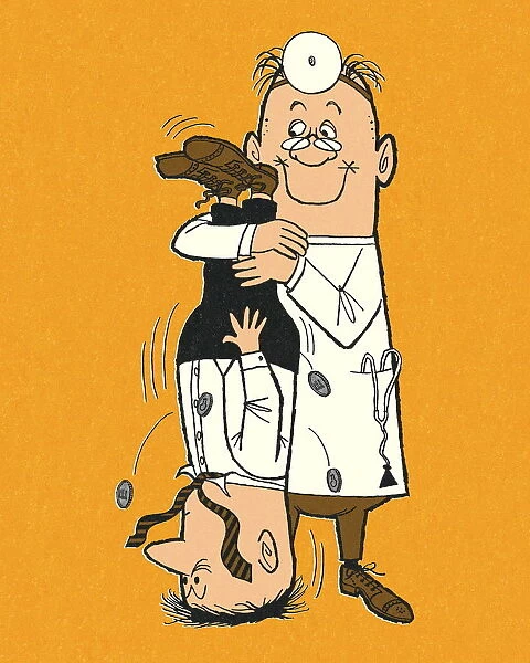Doctor Holding a Man Upside Down