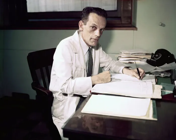 Framed Print : Doctor Max Theiler Sitting at Desk Framed Print : Doctor Max Theiler Sitting at Desk