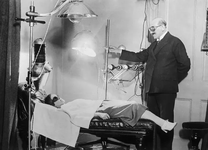 Framed Print : Doctor Treating Patient with Ultraviolet Rays Framed Print : Doctor Treating Patient with Ultraviolet Rays