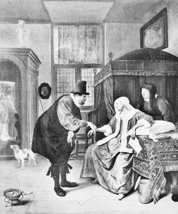 Framed Print : Doctor Visiting Woman