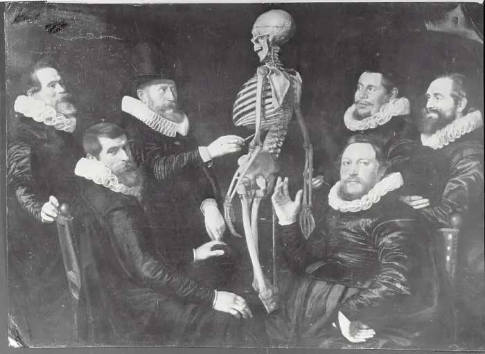 Framed Print : Doctors Studying Human Skeleton Framed Print : Doctors Studying Human Skeleton