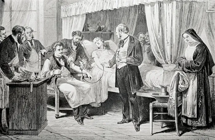 Framed Print : Doctors Transferring Blood into Patient Framed Print : Doctors Transferring Blood into Patient