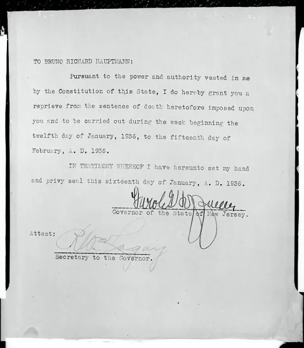 Framed Print : Document Noting Hauptmann's Death Reprieve Framed Print : Document Noting Hauptmann's Death Reprieve