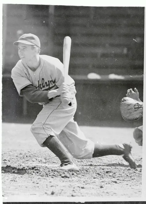 Framed Print : Dodger Infielder Harold Peewee Reese in Batting Action Framed Print : Dodger Infielder Harold Peewee Reese in Batting Action
