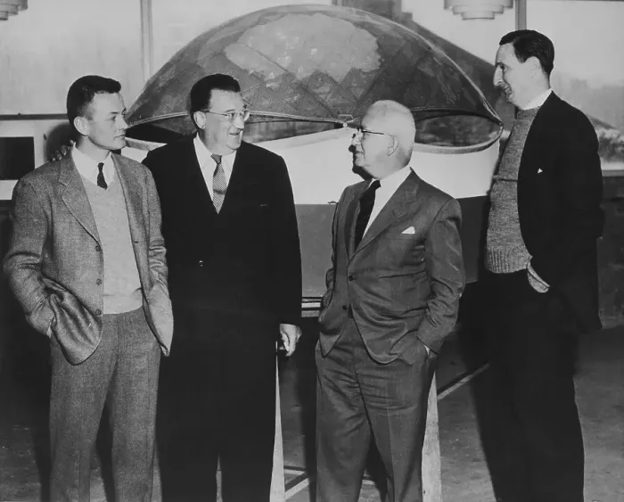 Framed Print : Dodger President Walter O'Malley With Students and Inventor Buckminster Fuller Framed Print : Dodger President Walter O'Malley With Students and Inventor Buckminster Fuller