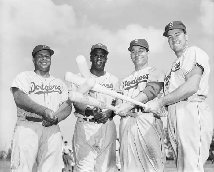 Framed Print : Dodger Teammates Posing in Uniform Framed Print : Dodger Teammates Posing in Uniform