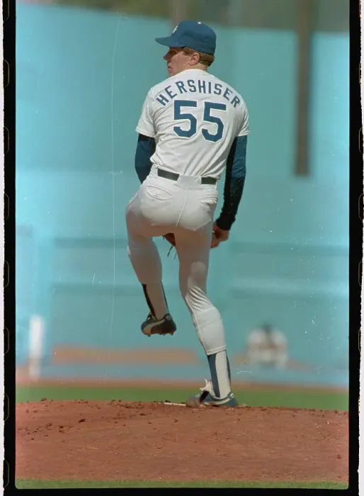Framed Print : Dodgers Orel Hershiser in Pitching Position