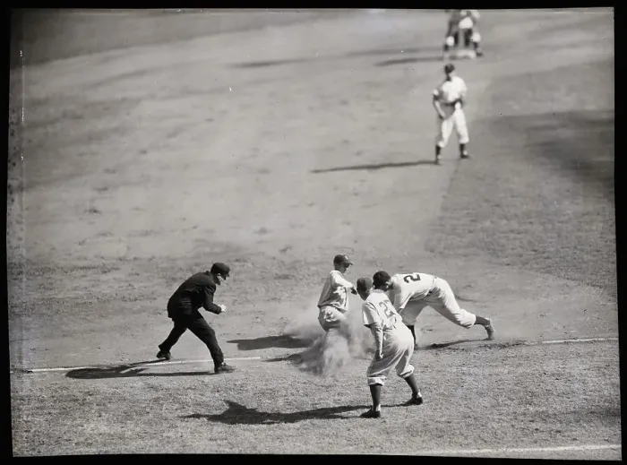 Framed Print : Dodgers Player Sliding Into Third Base Framed Print : Dodgers Player Sliding Into Third Base