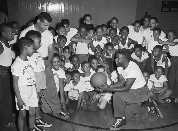 Framed Print : Dodgers Players Teaching Kids Basketball Framed Print : Dodgers Players Teaching Kids Basketball