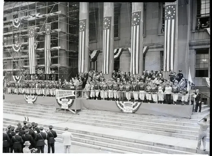 Framed Print : Dodgers Standing Outside Borough Hall