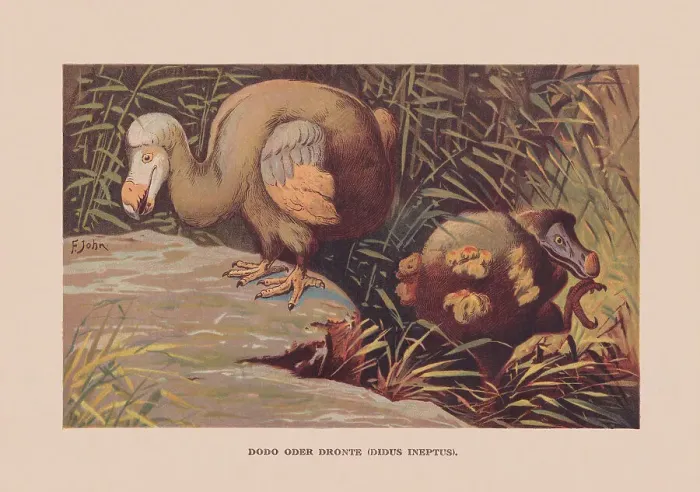Framed Print : Dodo (Raphus cucullatus), Mauritius, ca. 1690 extinct, chromolithograph, published 1900 Framed Print : Dodo (Raphus cucullatus), Mauritius, ca. 1690 extinct, chromolithograph, published 1900