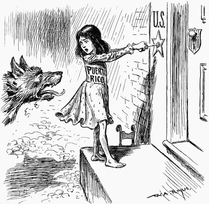Framed Print : Dog Barks at Puerto Rico in Cartoon Framed Print : Dog Barks at Puerto Rico in Cartoon