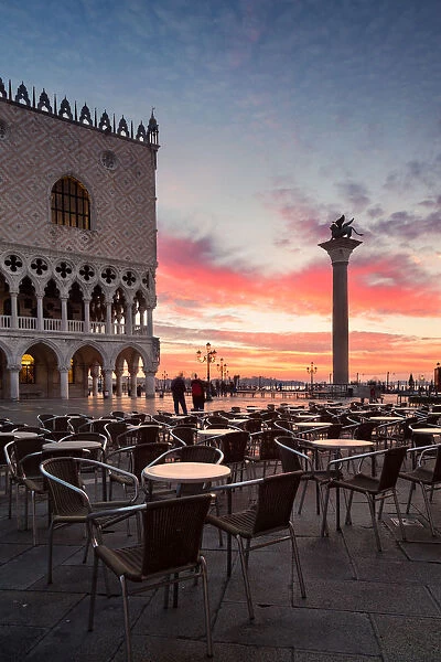 Doges palace and St Marks square at sunrise, Venice, Italy
