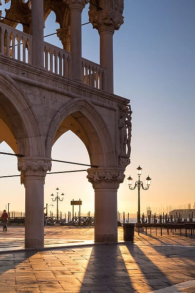 Doges palace and St Marks square at sunrise, Venice, Italy