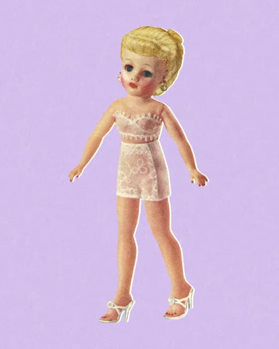 Framed Print : Doll Wearing Undergarments