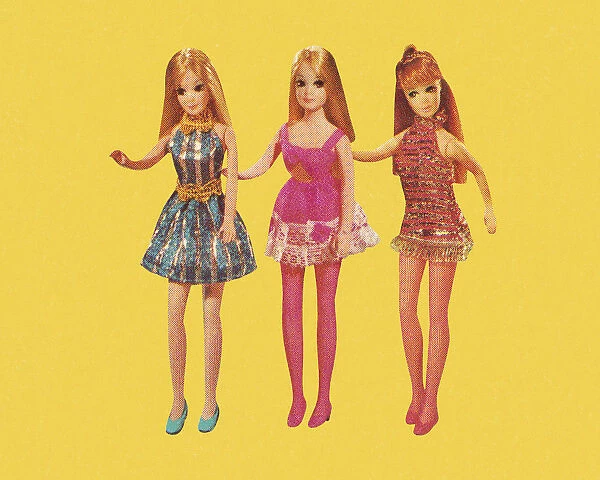 Three Dolls Wearing Minidresses