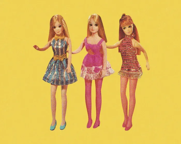 Framed Print : Three Dolls Wearing Minidresses Framed Print : Three Dolls Wearing Minidresses