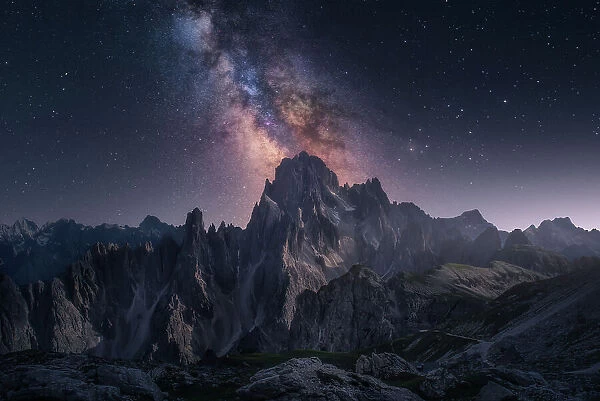 Dolomites Mountains at night, UNESCO World Heritage Site