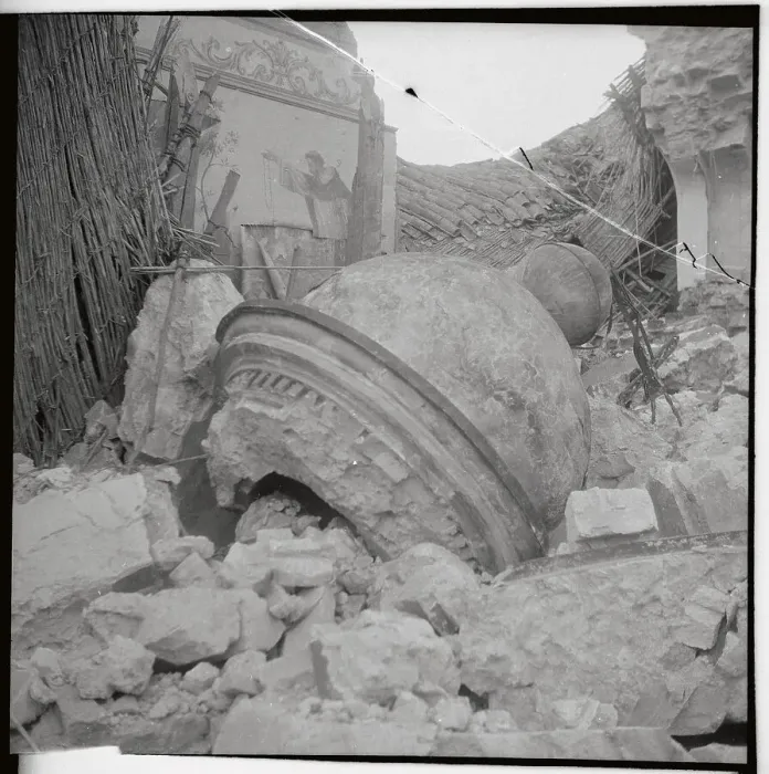Framed Print : Dome Piled W / Rubble On Ground