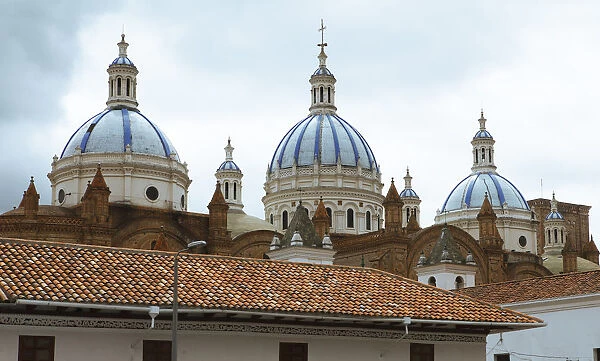 Domes of the New Cathedral of Cuenca, Cuenca, Azuay Province, Ecuador