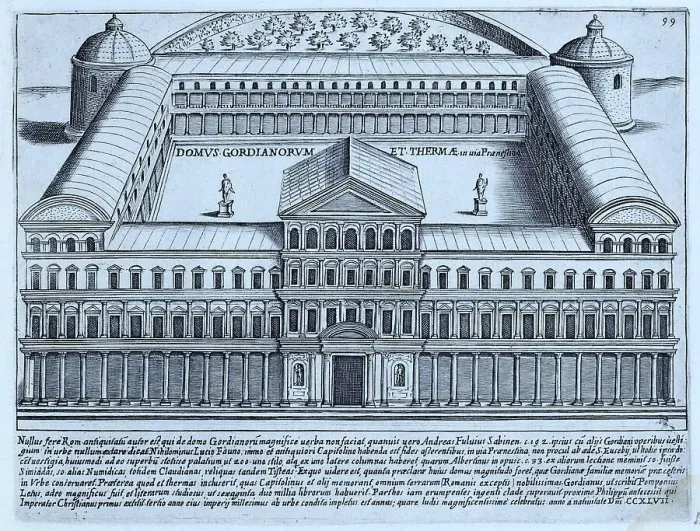 Framed Print : Domus Gordianorum Et Thermae (In Via Praenestina), The House and Baths of Gordianus in the Via Praenestina. Marcus Antonius Gordianus Africanus Sempronianus Romanus, 159, 238, better known as Gordian I was Roman Emperor, historical Rome, Italy