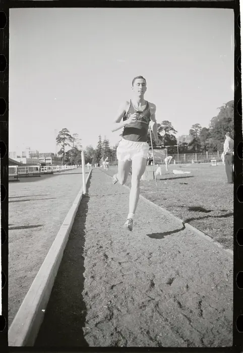 Framed Print : Don Bowden Running on Track Framed Print : Don Bowden Running on Track