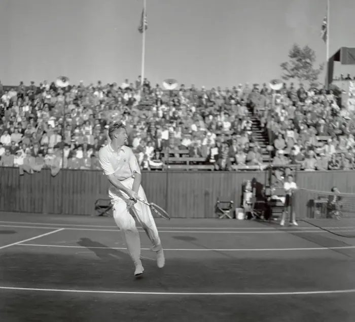 Framed Print : Don Budge in Action at Southwest Tennis Championship Framed Print : Don Budge in Action at Southwest Tennis Championship