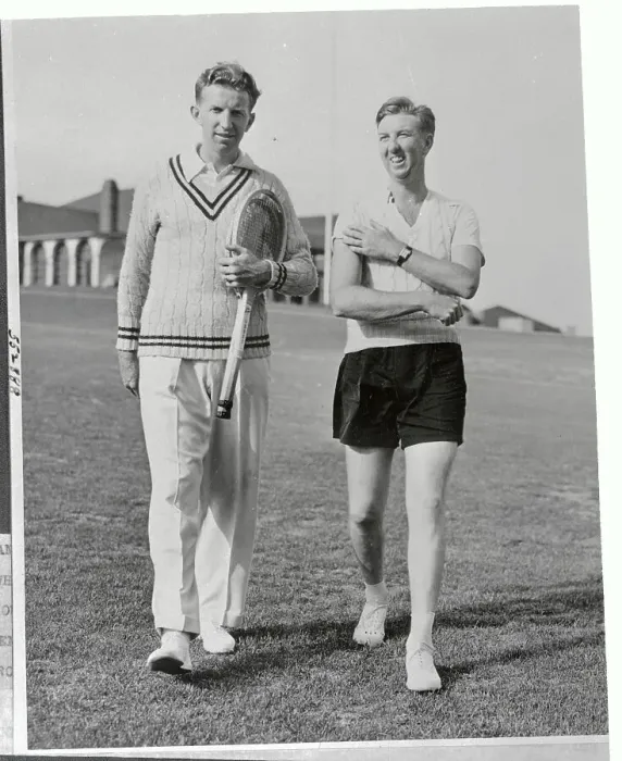 Framed Print : Don Budge and Brother Lloyd Walking Together Framed Print : Don Budge and Brother Lloyd Walking Together
