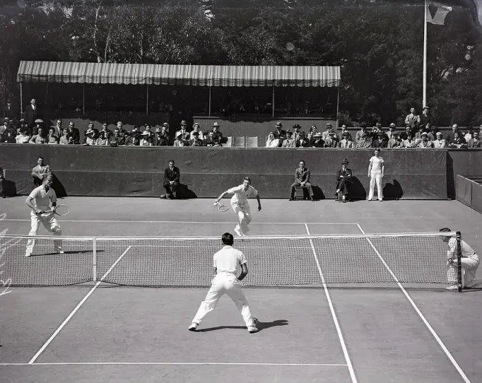Framed Print : Don Budge Playing Davis Cup Doubles Match Framed Print : Don Budge Playing Davis Cup Doubles Match